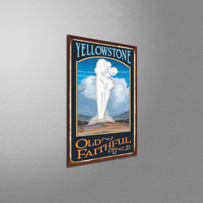 Art of Place - Yellowstone Old Faithful, reproduction d'art en métal - par Paul A. Lanquist