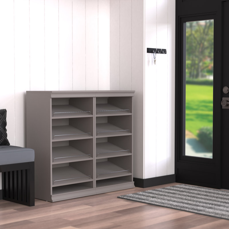 Smoky Taupe Stackable 8-Shelf Wood Shoe Tower