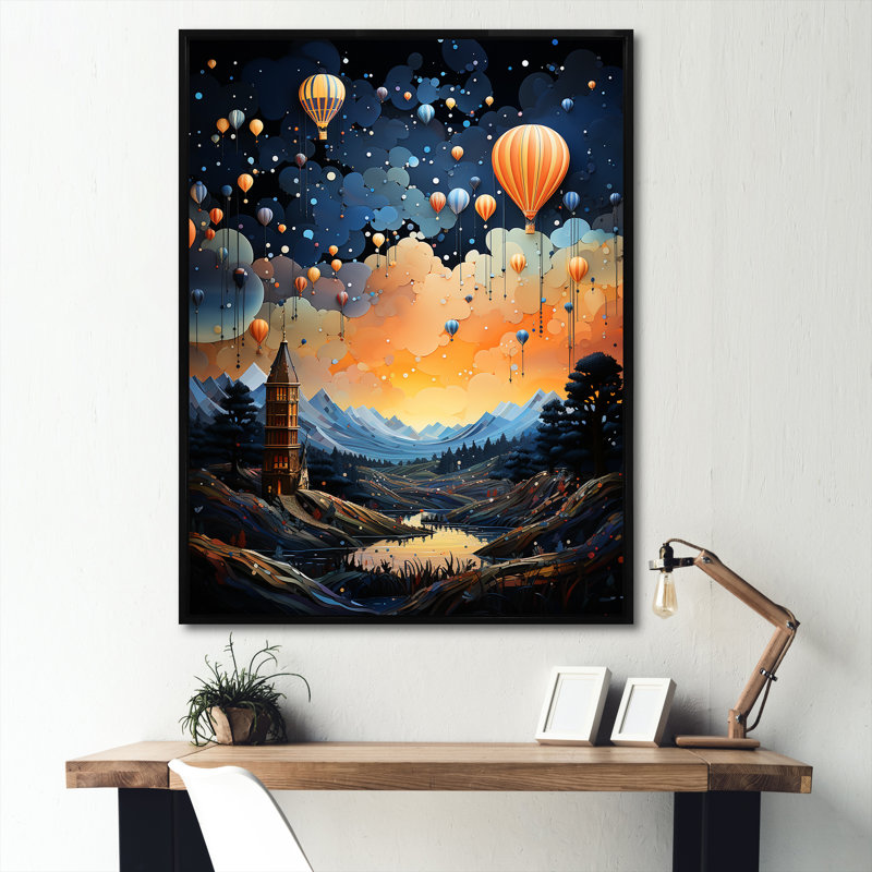 Vol en montgolfière, Cadre flottant noir, H 40 po x l 30 po x P 1,5 po