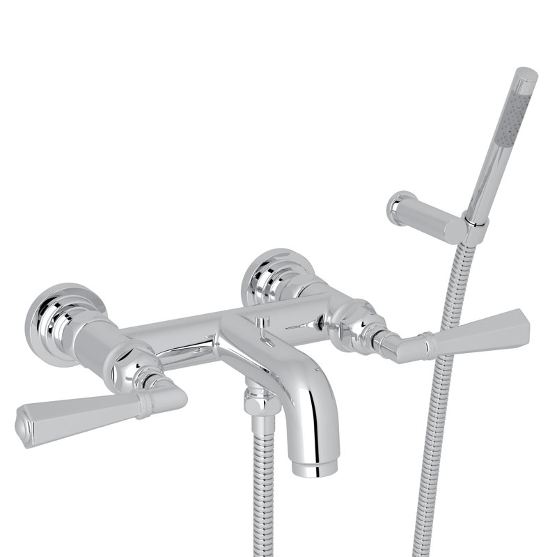 San Giovanni Exposed Wall Mount Tub Filler, Level, Polished Chrome