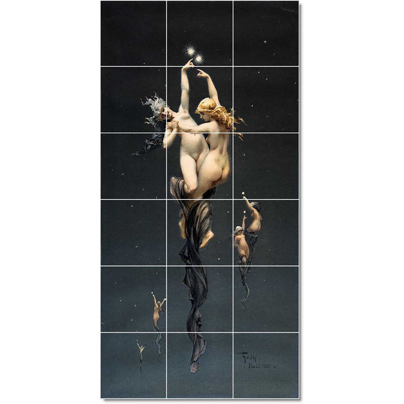 Carreau de peinture murale en céramique 24 po x 48 po 8 po x 8 po, Luis Riccardo Falero Mythologie W22409