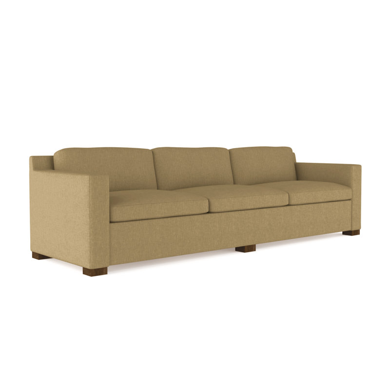 Mercer Track-Arm Extra Long Sofa, Box Weave Linen Marzipan, Dark Brown, 33.5" H x 120" W x 39" D