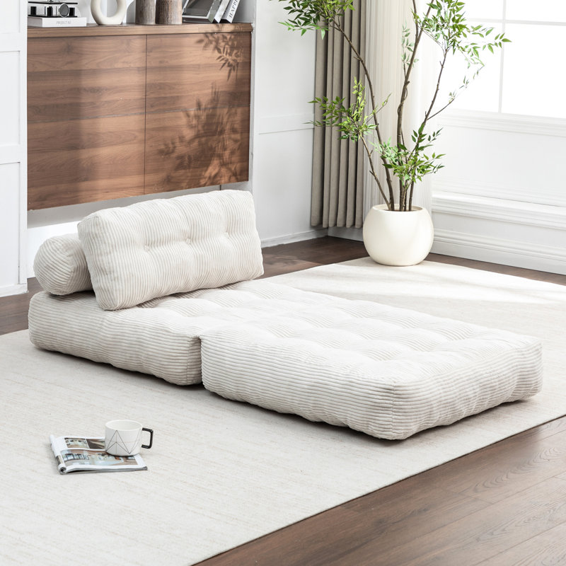 Fauteuil-lit convertible, lit simple pliable beige avec coussin et soutien lombaire, idéal pour un lit dans une chambre d'amis, mousse à déchiquetage confortable pour le dossier du fauteuil