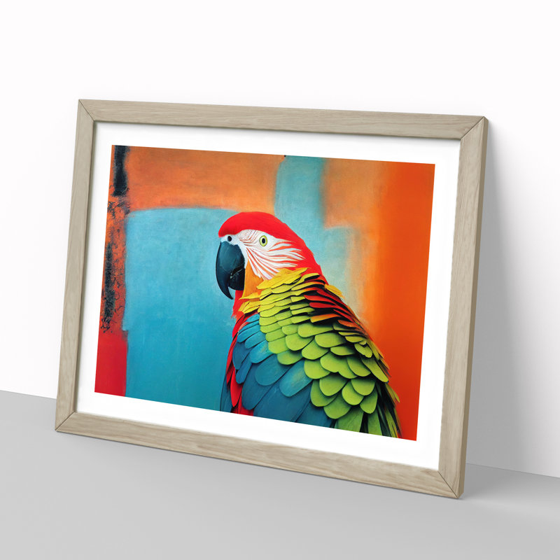 Stimulating Parrot - Framed Print, 46cm H x 64cm W x 2cm D, Oak Framed