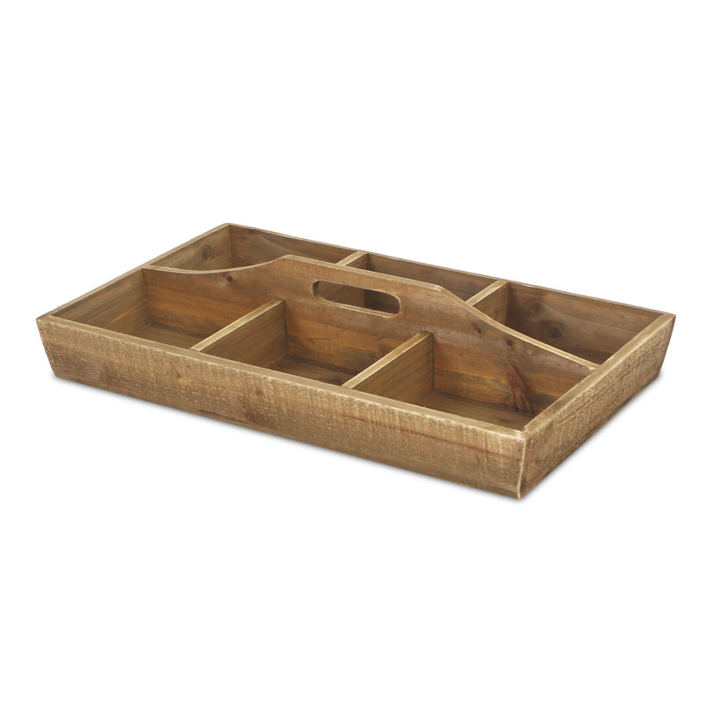 Caisse en bois 6 compartiments, Brun