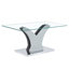 Table basse rectangulaire. Comptoir en verre trempé et pieds en panneau de fibres à densité moyenne artistiques, parfaits pour les dîners, les conférences, la maison et les décorations de bureau. Blanc et gris, table de salle à manger, table à thé, table basse.