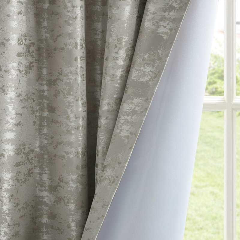 Rideau occultant en jacquard doublé gris marbré