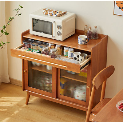 Scandinavian-style Solid Wood & Glass Sideboard