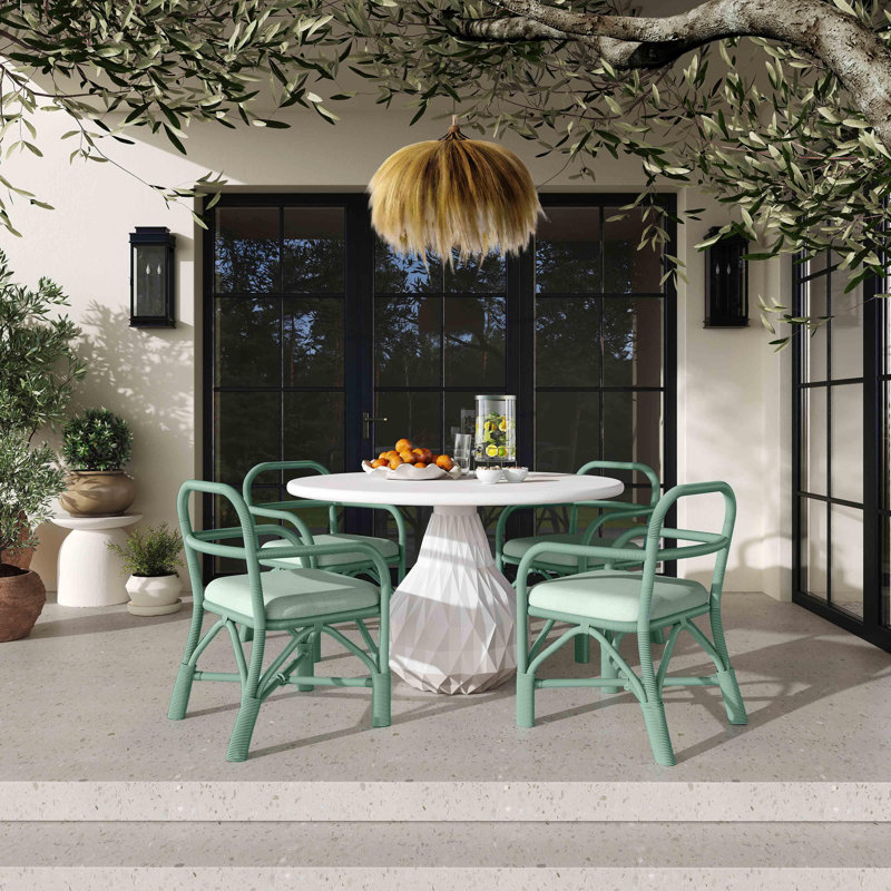 Chaise en rotin vert, Vert