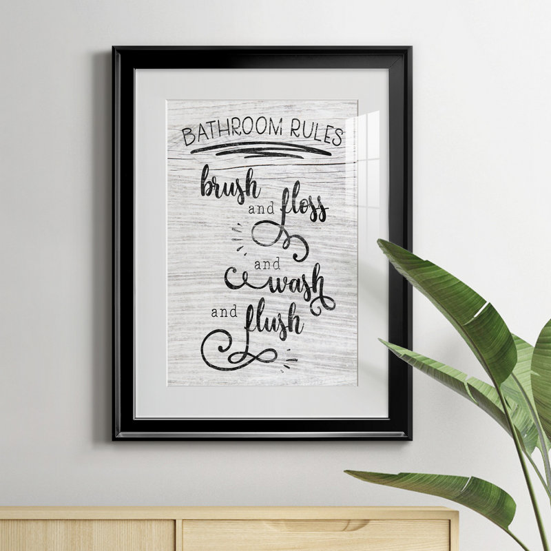 " Bathroom Rules ", Black, 18.5" H x 24.5" W x 1.5" D