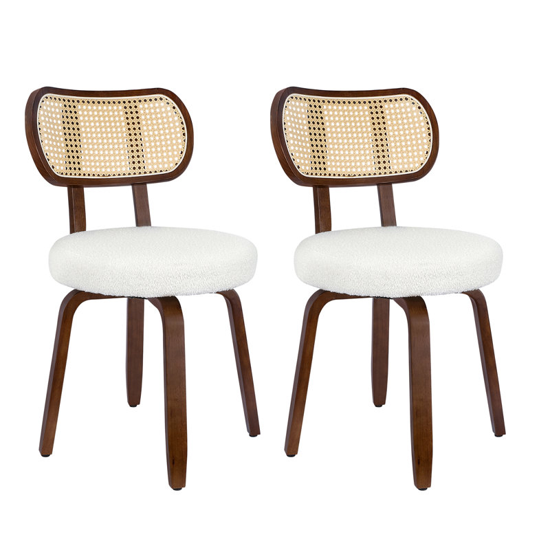 Ensemble de 2 chaises de salle à manger blanches pivotantes rembourrées, Blanc