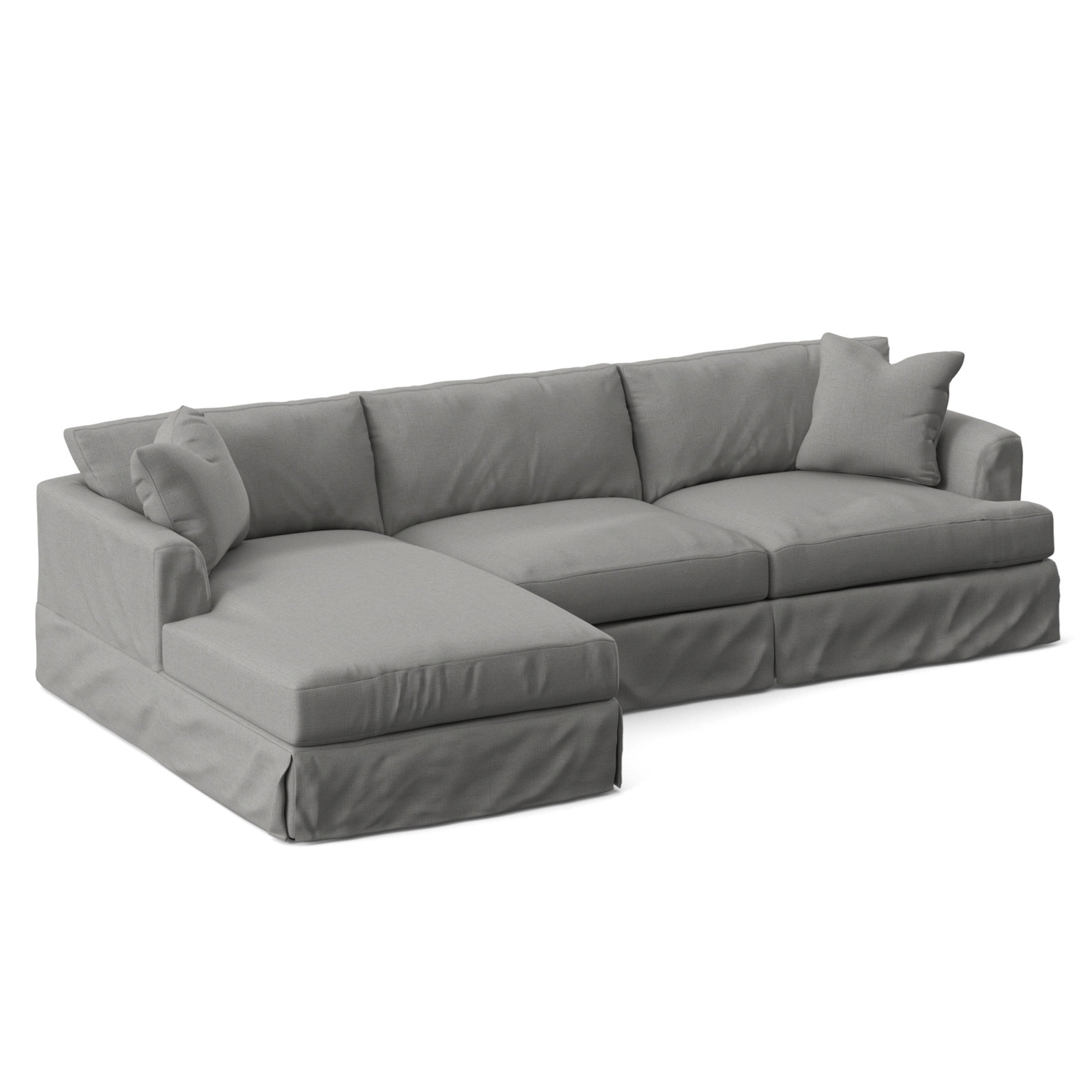 Lucia 128" Wide Down Cushion Sofa & Chaise, Bayou Natural Canvas, Left Hand Facing