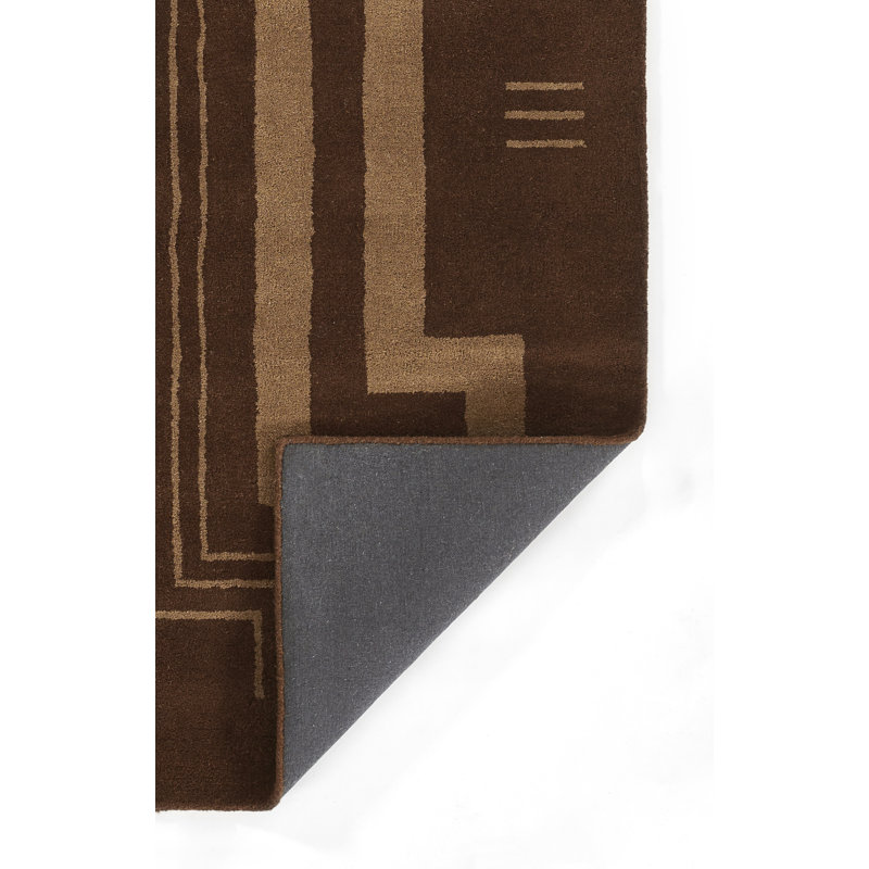 Hand Tufted Wool Geometric Area Rug in Brown, Rectangle 8' x 10'