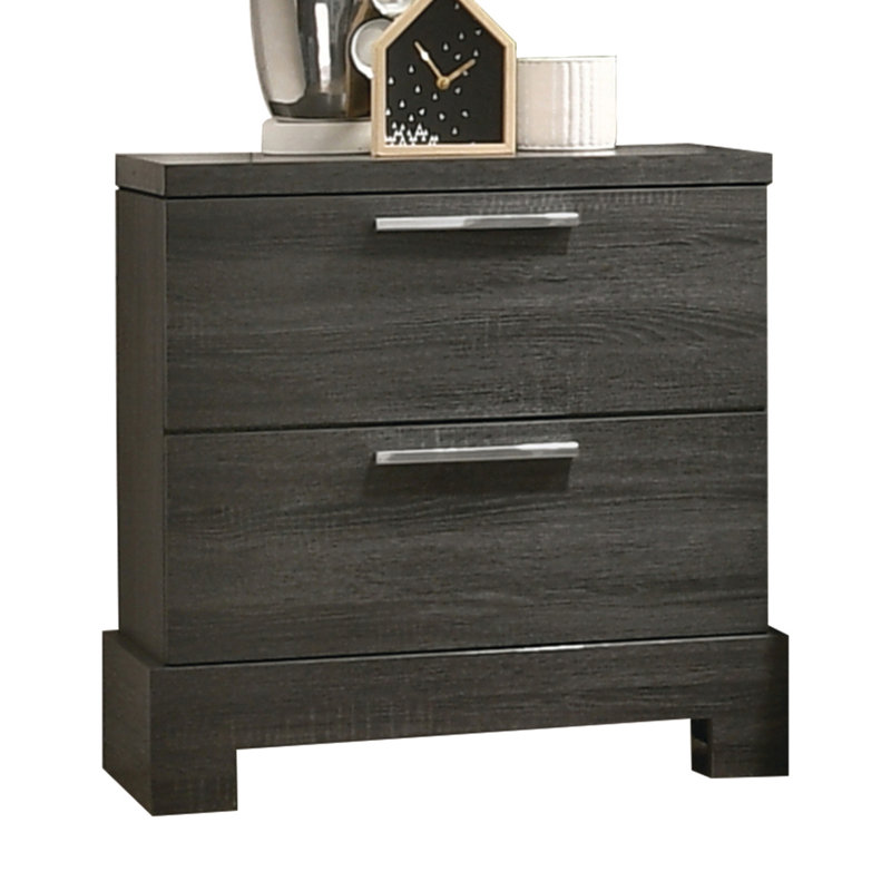 Table de chevet 2 tiroirs Grey Oak