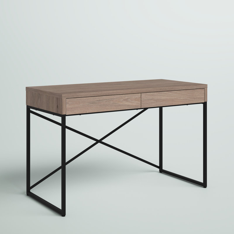 Mason Metal Base Writing Desk, Brown/Black