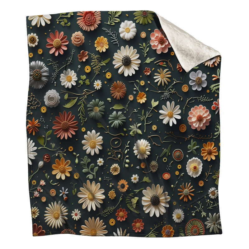Jeté en molleton à motif floral - Jetés floraux pour canapés ou lits, 60in W x 80in H
