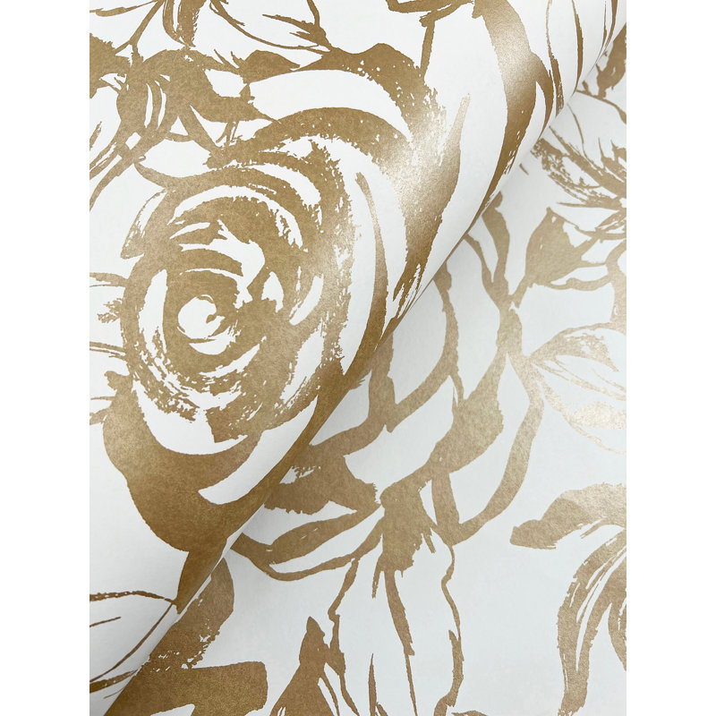 Papier peint rose Nelda, Or