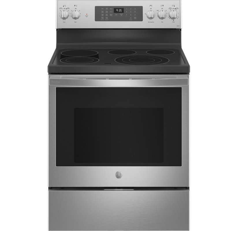 Cuisinière électrique autoportante 30 po 5,3 pi cu GE Smart Appliances, Acier inoxydable résistant aux empreintes digital