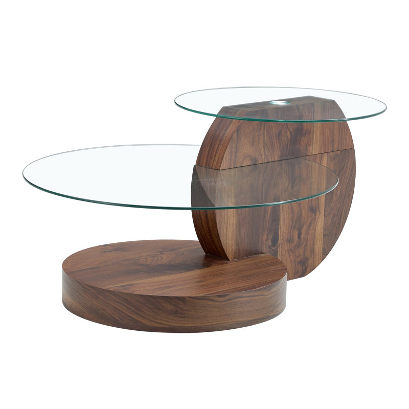 Table basse gigogne luxueuse 35,4 po avec 3 tablettes de rangement, Brun