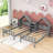 Daebreona Double Twin Platform Bed with House-shaped Headboard and a Built-in Nightstand-573620828