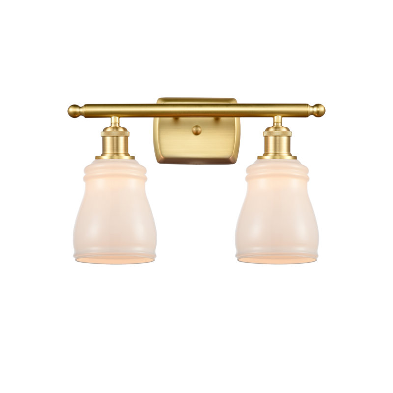 Mccarver 2 - Light Dimmable Vanity Light, Brushed Satin Nickel, White, 60 Watt Vintage Incandescent Bulb