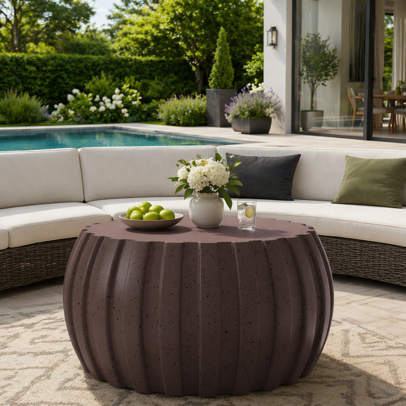 Table basse imperméable 35,43 po MgO, 15.75" H x 35.43" W x 35.43" D, Brown
