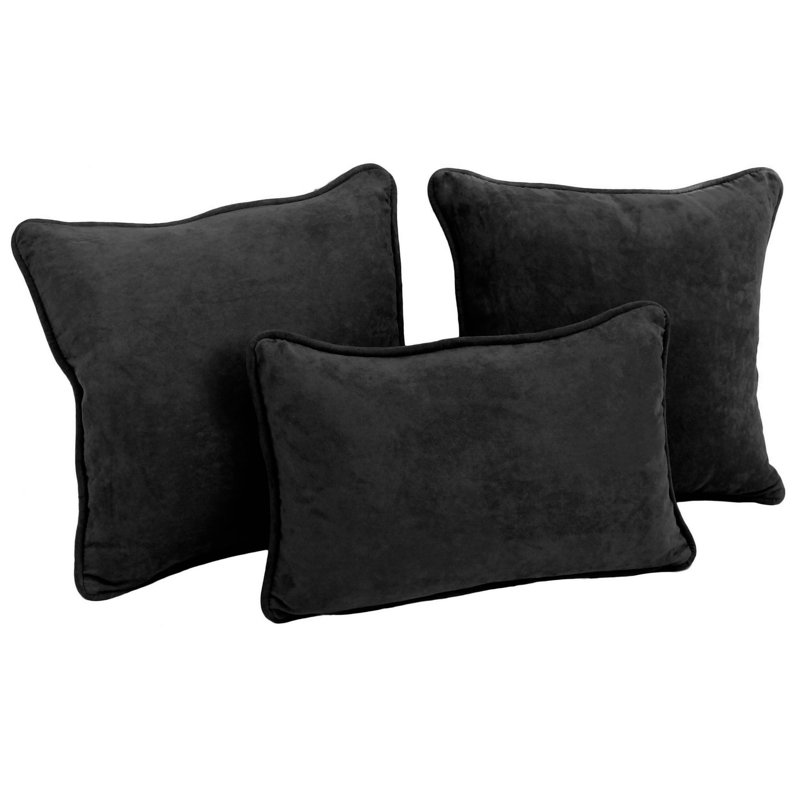 Cotton Blend Reversible Throw Pillow, Black
