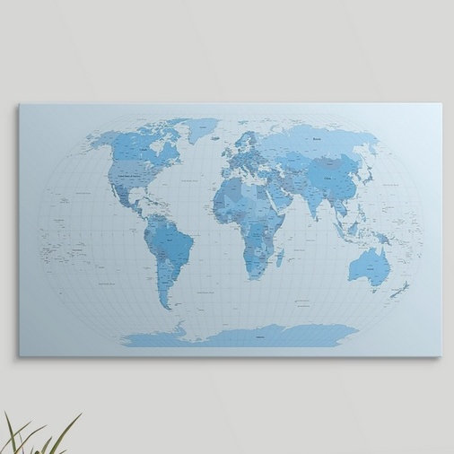 «World Map» par Francy, impression, H 15 po x l 24 po x 1,5 po, Toile