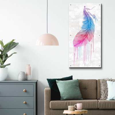 «Rainbow Feather» par Rachel Caldwell, art mural en verre acrylique