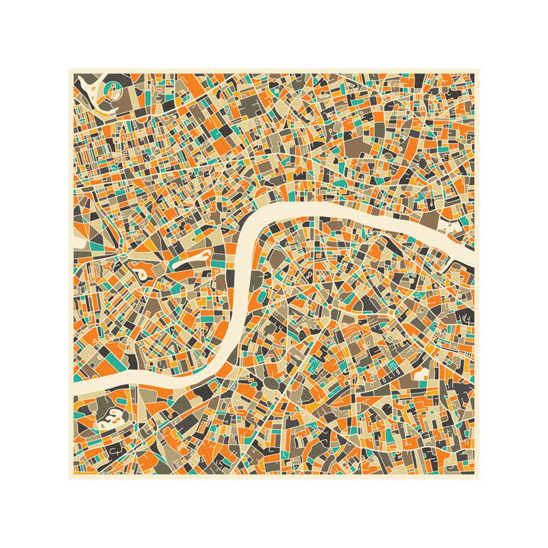 Abstract City Map Of London by Jazzberry Blue - Wrapped Canvas Print, 45.72 cm H x 45.72 cm W x 1.91 cm D