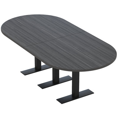 Table de conférence en forme de piste de course avec base en T en métal