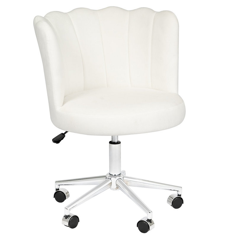 Alana Vanity Chair with 360 Degrees Swivel, Desk Seat with Adjustable Height and Wheelbase, White