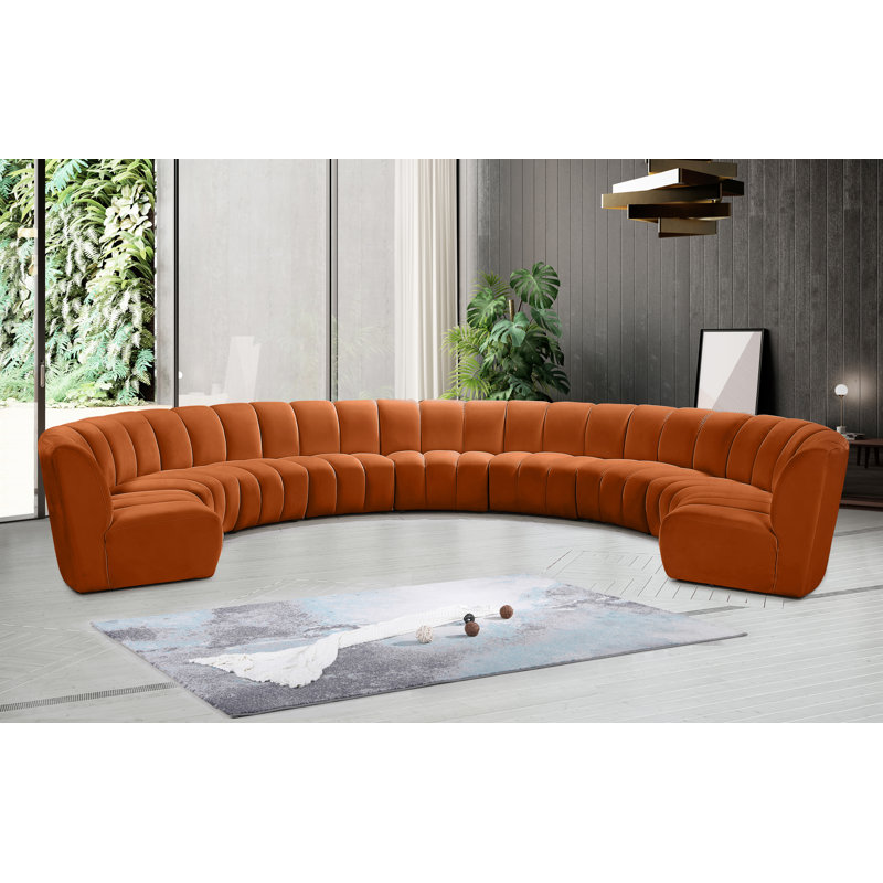 Canapé modulaire en velours Infinity, Velours cognac, 9 pièces