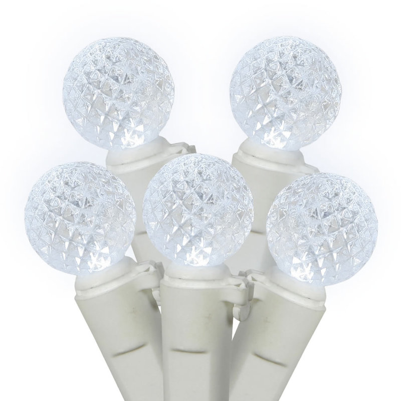Guirlande de Noël simple en forme de baie G12 à DEL avec fil blanc de 34 pi, H 1,5 po x l 1 po x P 396 po, Blanc froid