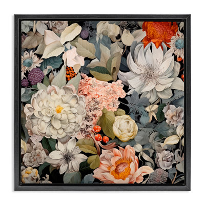 «Grey Mixed Botanicals», art mural encadré flottant gris par Lazar Studio