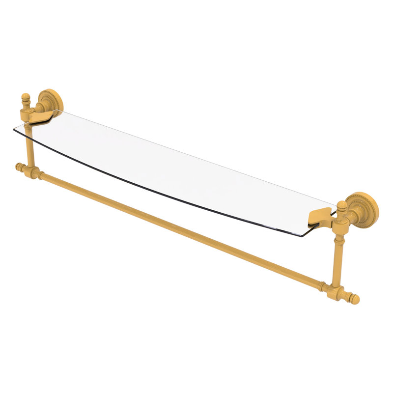 Retro Dot Floating Shelf with Towel Bar, 5" H x 24" W x 5" D, Spanish Gold