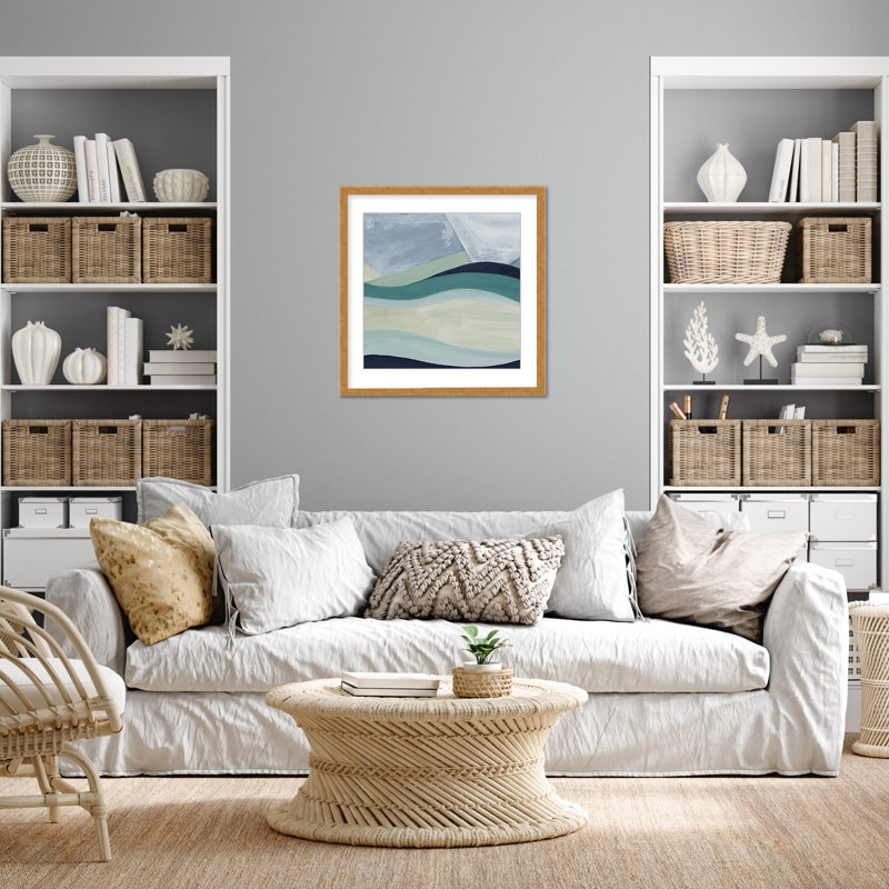 Coastal Retreat Serene Waters: Abstract Seaside, 24" H x 24" W