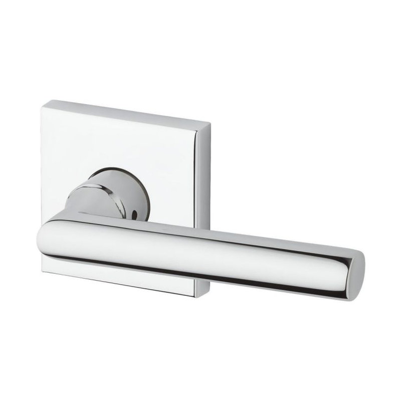 Tube Privacy Door Lever with Contemporary Square Rosette, Polished Chrome