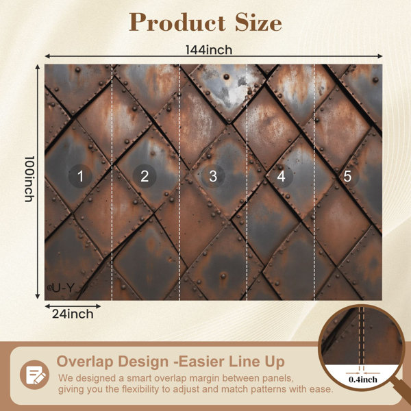 Red Barrel Studio Peel and Stick Wallpaper Rusty Metal Plate Riveted ...