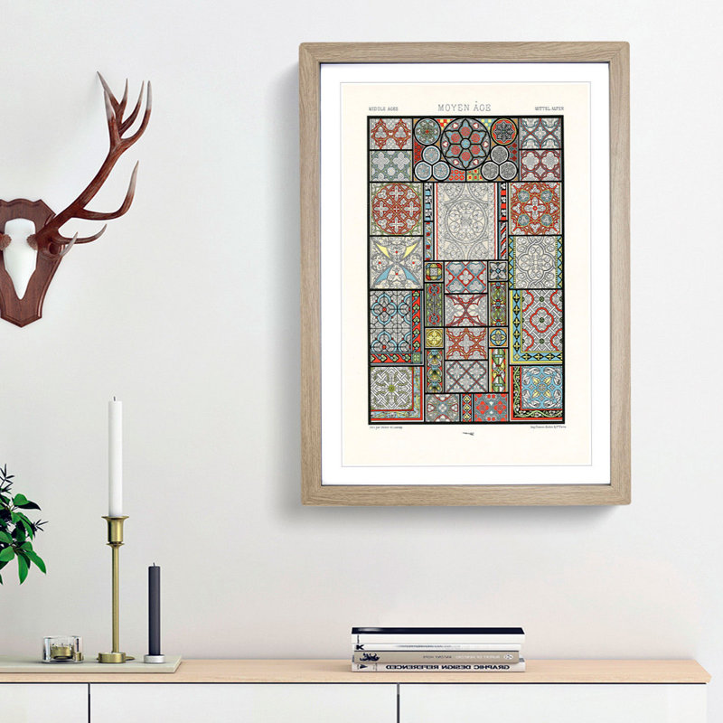 Middle-Age Patterns & Designs by Albert Racinet - Picture Frame Painting Print, Oak Framed, 48cm H x 36cm W x 2cm D