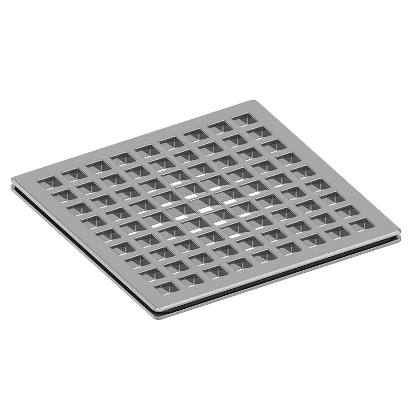 4" Square Shower Drain, Polished Chrome