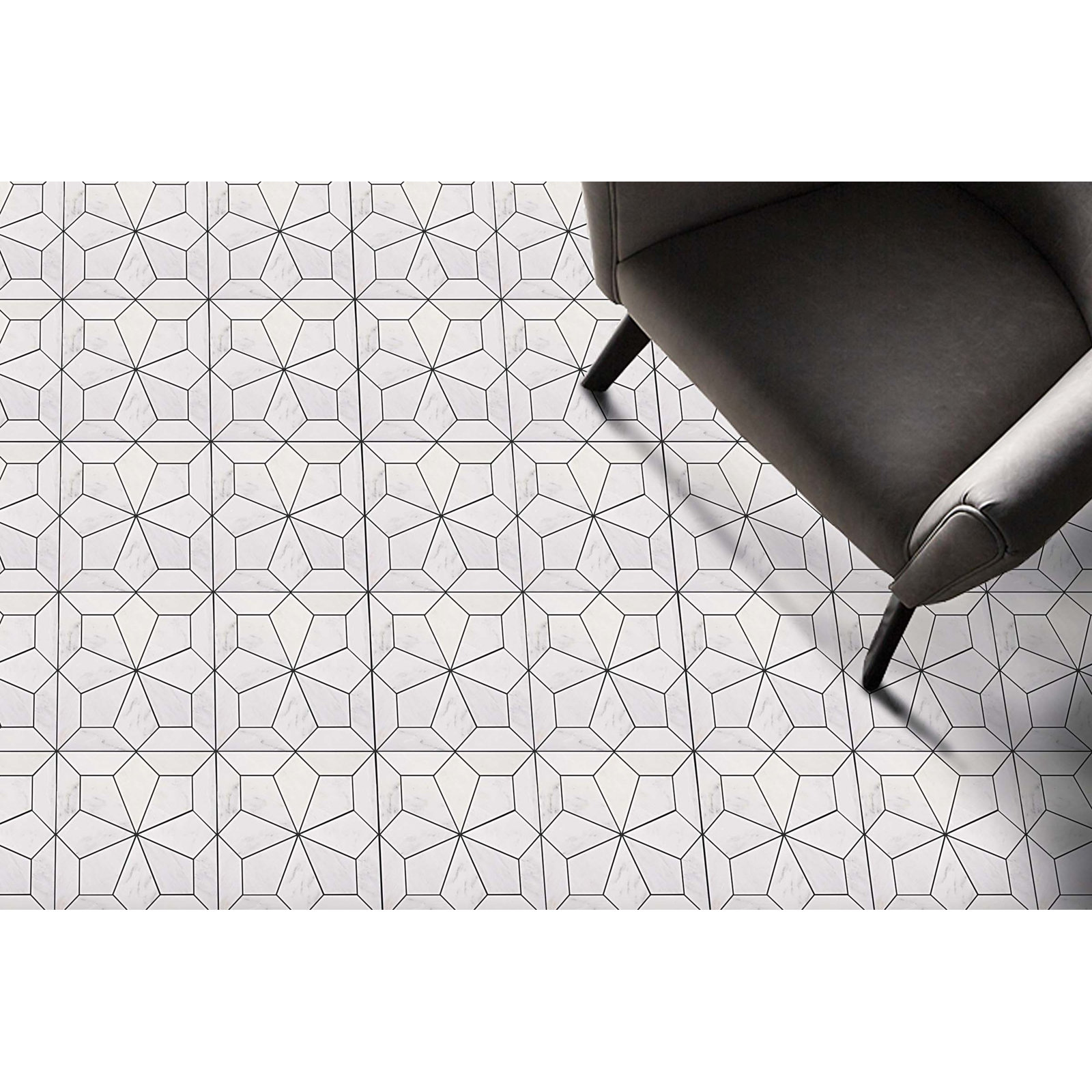 Blomma Marble Mosaic Tile, Bianco