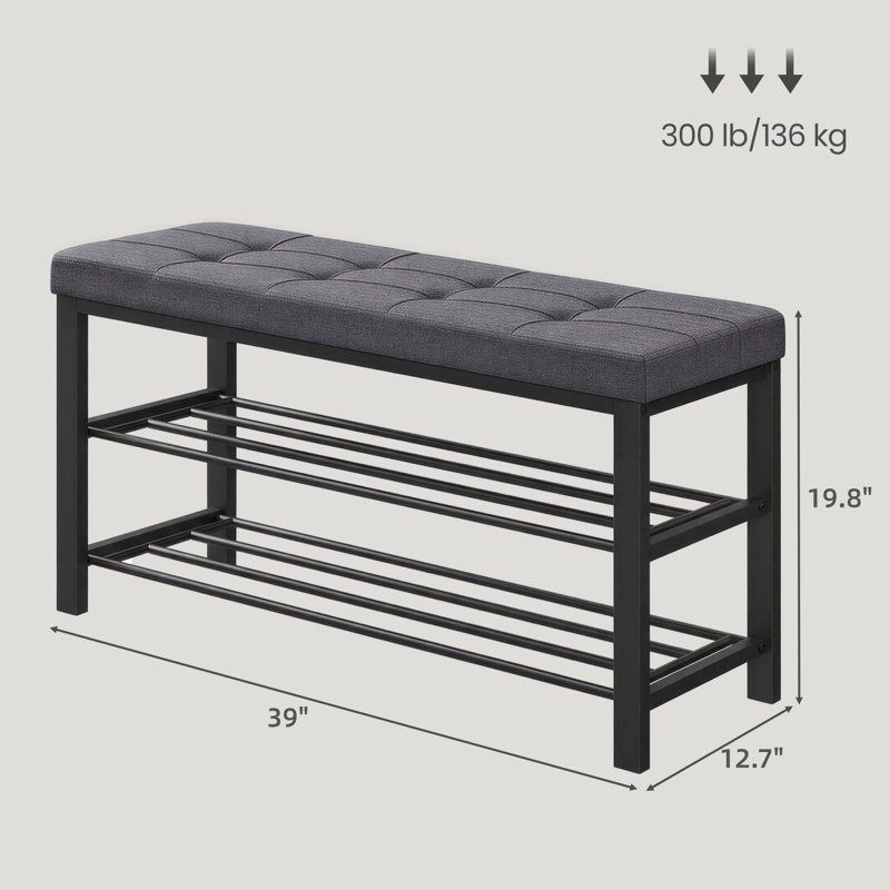 Shoe Storage Bench, Dark Gray/Ink Black