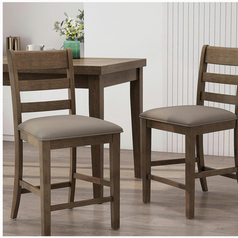 Table et chaises de salle à manger en cuir de velours rustique, ensemble de 2
