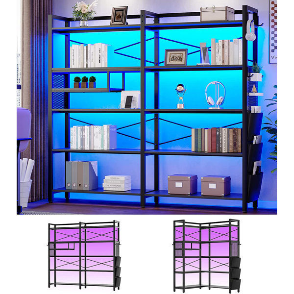 70.8 Corner Bookshelf, 8-Tier Industrial Bookcase Corner Display Rack