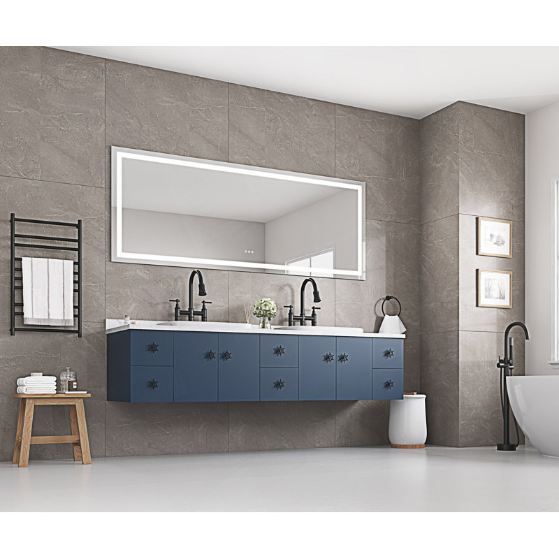 Miroir de salle de bain 72 "x 30" à DEL avec façade et rétroéclairage