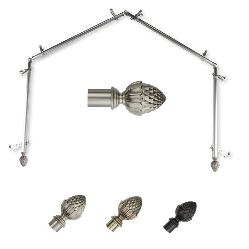 Tringle à rideaux simple réglable 0,81 po Isabell, Nickel satiné, 28 po à 48 po (chaque côté)