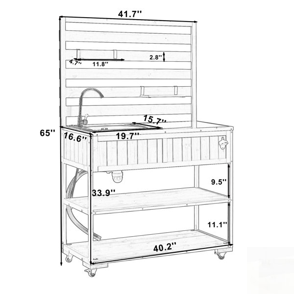 August Grove Large Patio Rolling Kitchen Island With Stainless Steel ...