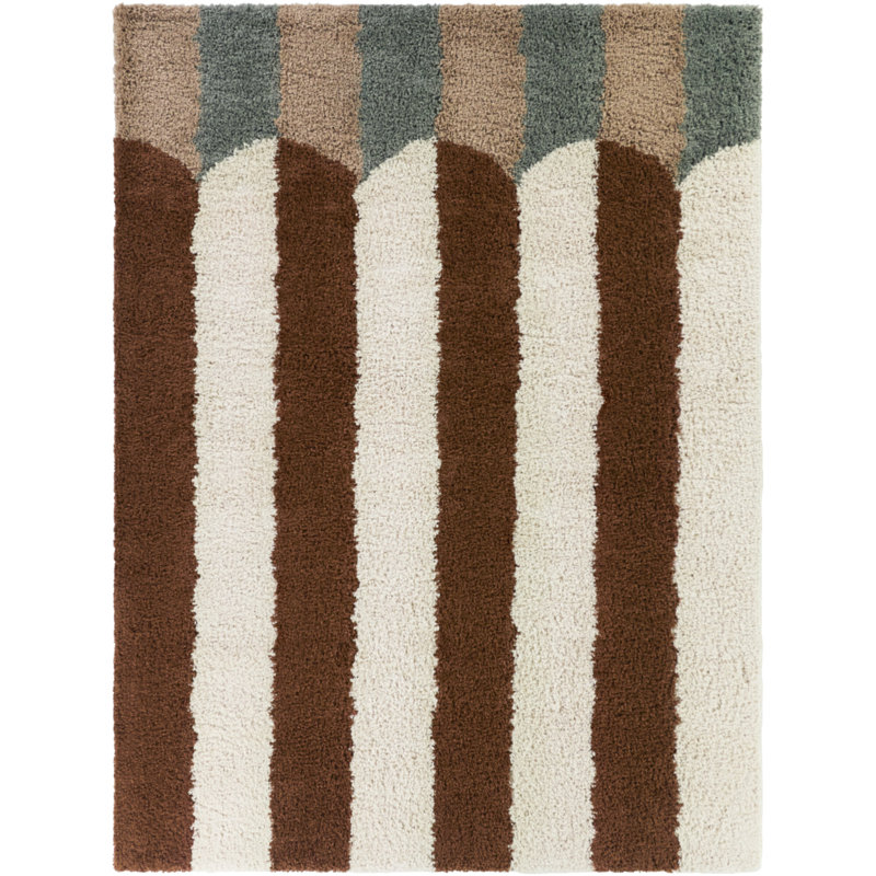 Harlowe Pink/Brown Bold Modern Stripe Area Rug, Rectangle 7'10" x 10'