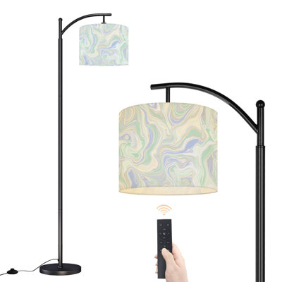 Arc Floor Lamp Marble Tile Aesthetic Design Floor Lamps with Remote LED Lights Adjustable Lamp Shades Tall Standing Lamps for Reading Office Living Room